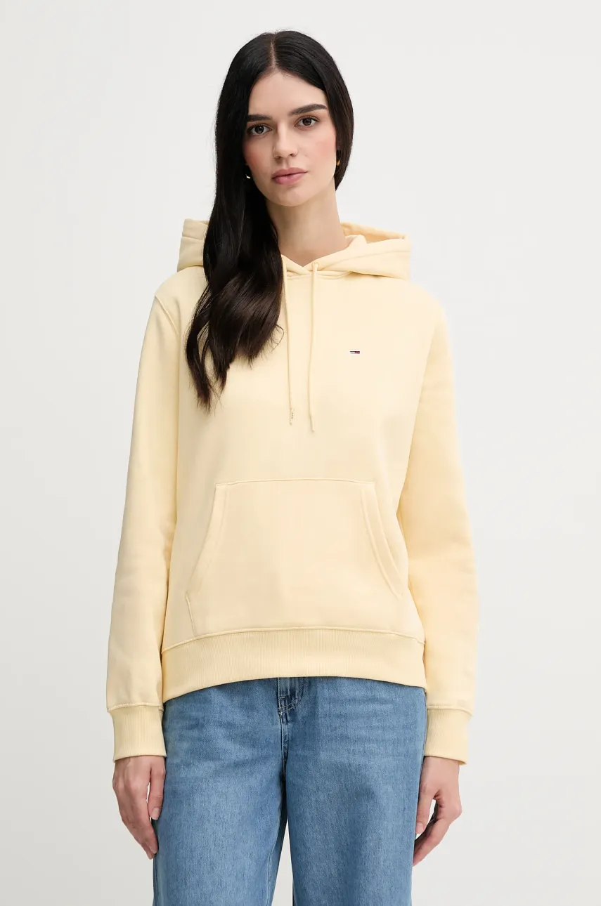 Levně Mikina Tommy Jeans dámská, vínová barva, s kapucí, hladká, DW0DW19958