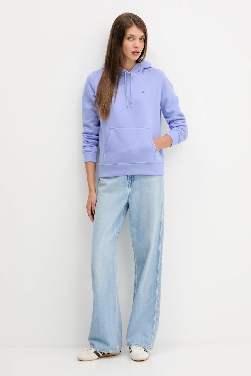 Кофта Tommy Jeans цвет зелёный с капюшоном однотонная DW0DW19958 Кофта Tommy Jeans цвет зелёный с капюшоном однотонная DW0DW19958