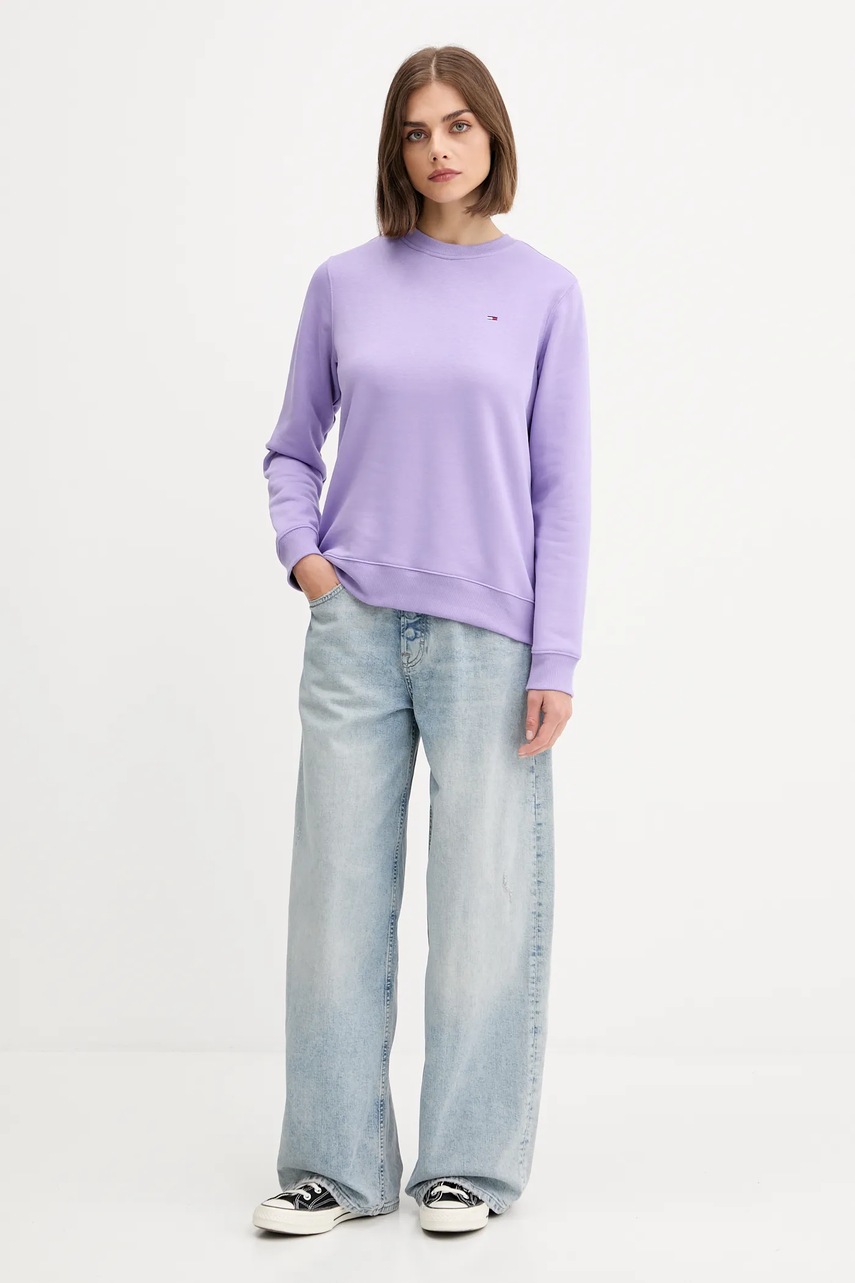 Кофта Tommy Jeans цвет фиолетовый однотонная DW0DW19959