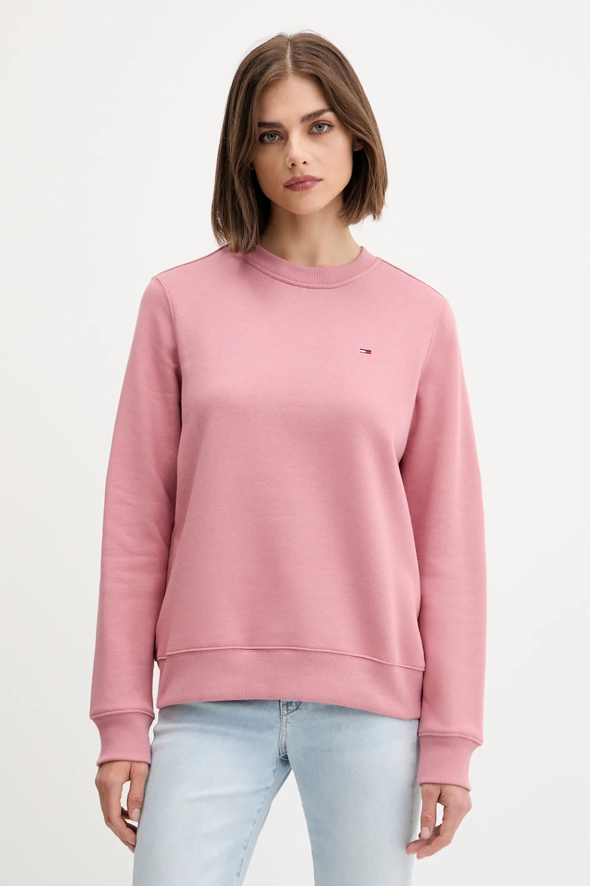 Tommy Jeans bluză culoarea roz, uni, DW0DW19959