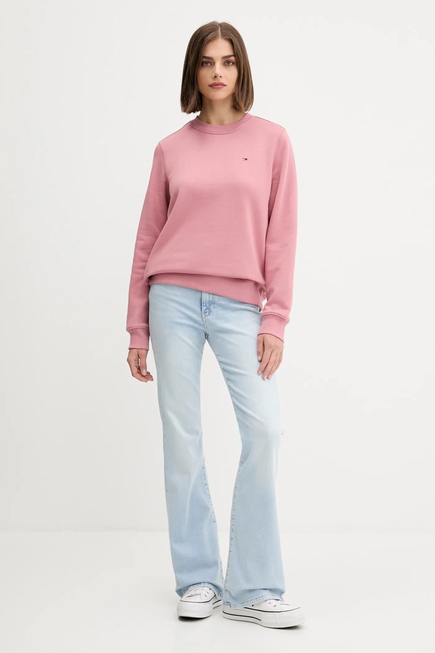 Кофта Tommy Jeans цвет розовый однотонная DW0DW19959