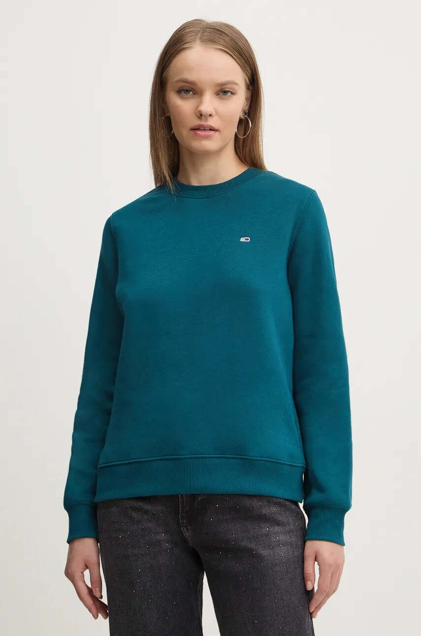 

Суичър Tommy Jeans в тюркоазено с изчистен дизайн DW0DW19959, Тюркоазен