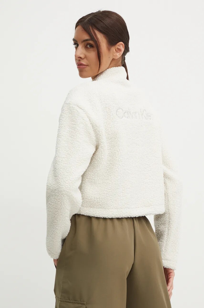 Levně Mikina Calvin Klein Performance dámská, béžová barva, hladká, 00GWF4W307