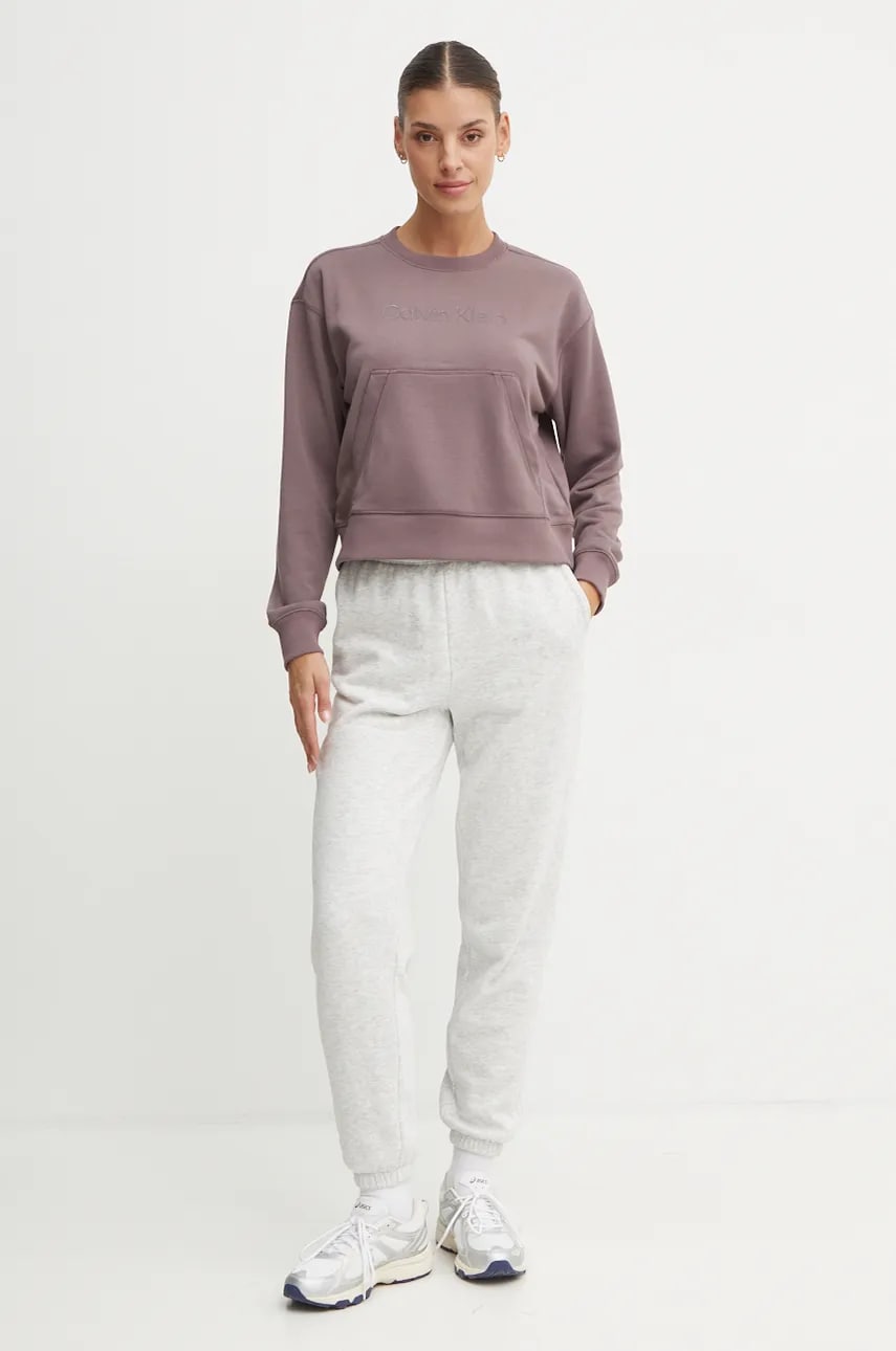 Кофта для тренинга Calvin Klein Performance цвет коричневый с аппликацией 00GWF4W301 Кофта для тренинга Calvin Klein Performance цвет коричневый с аппликацией 00GWF4W301