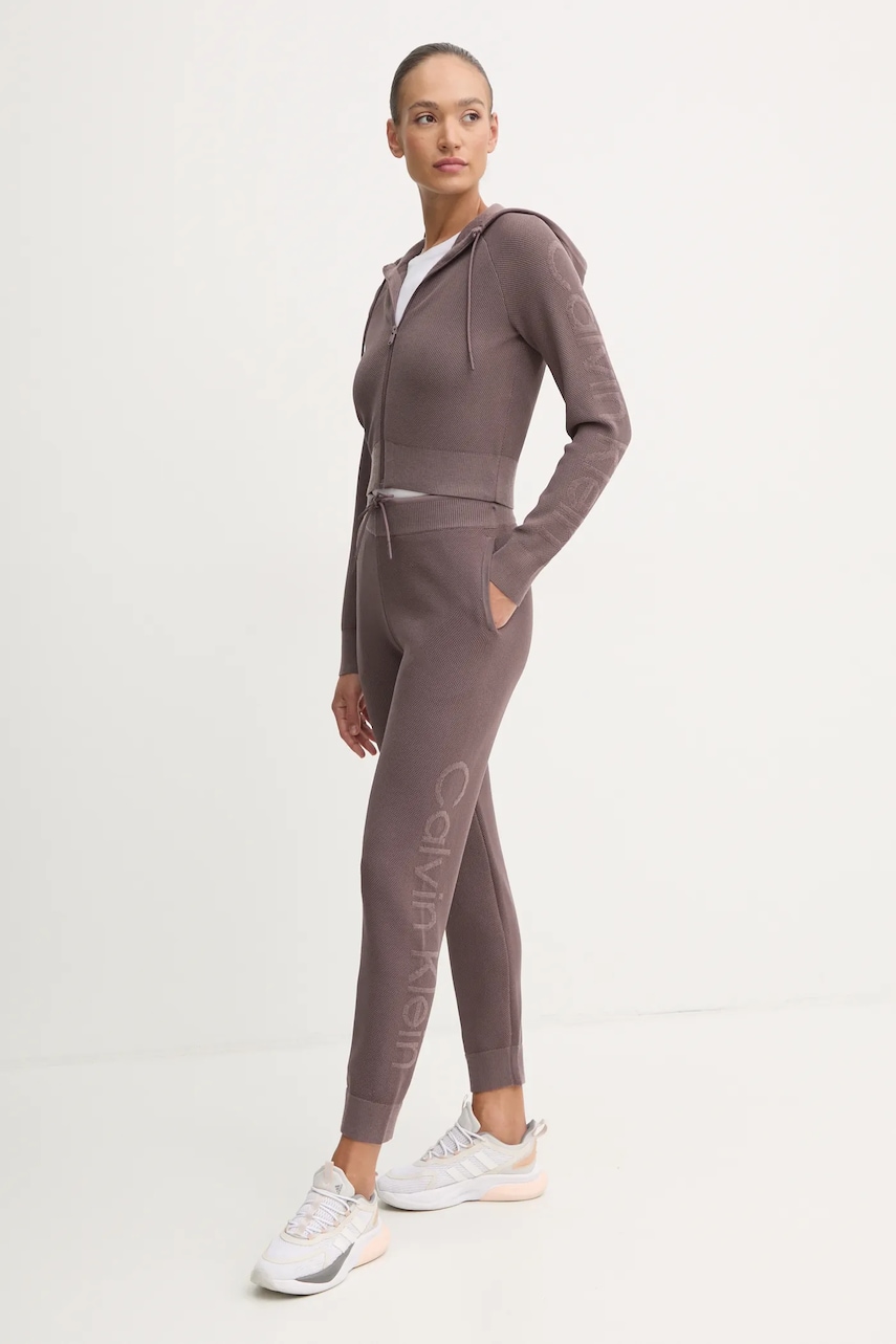Спортивная кофта Calvin Klein Performance цвет фиолетовый с капюшоном однотонная 00GWF4J400 Спортивная кофта Calvin Klein Performance цвет фиолетовый с капюшоном однотонная 00GWF4J400