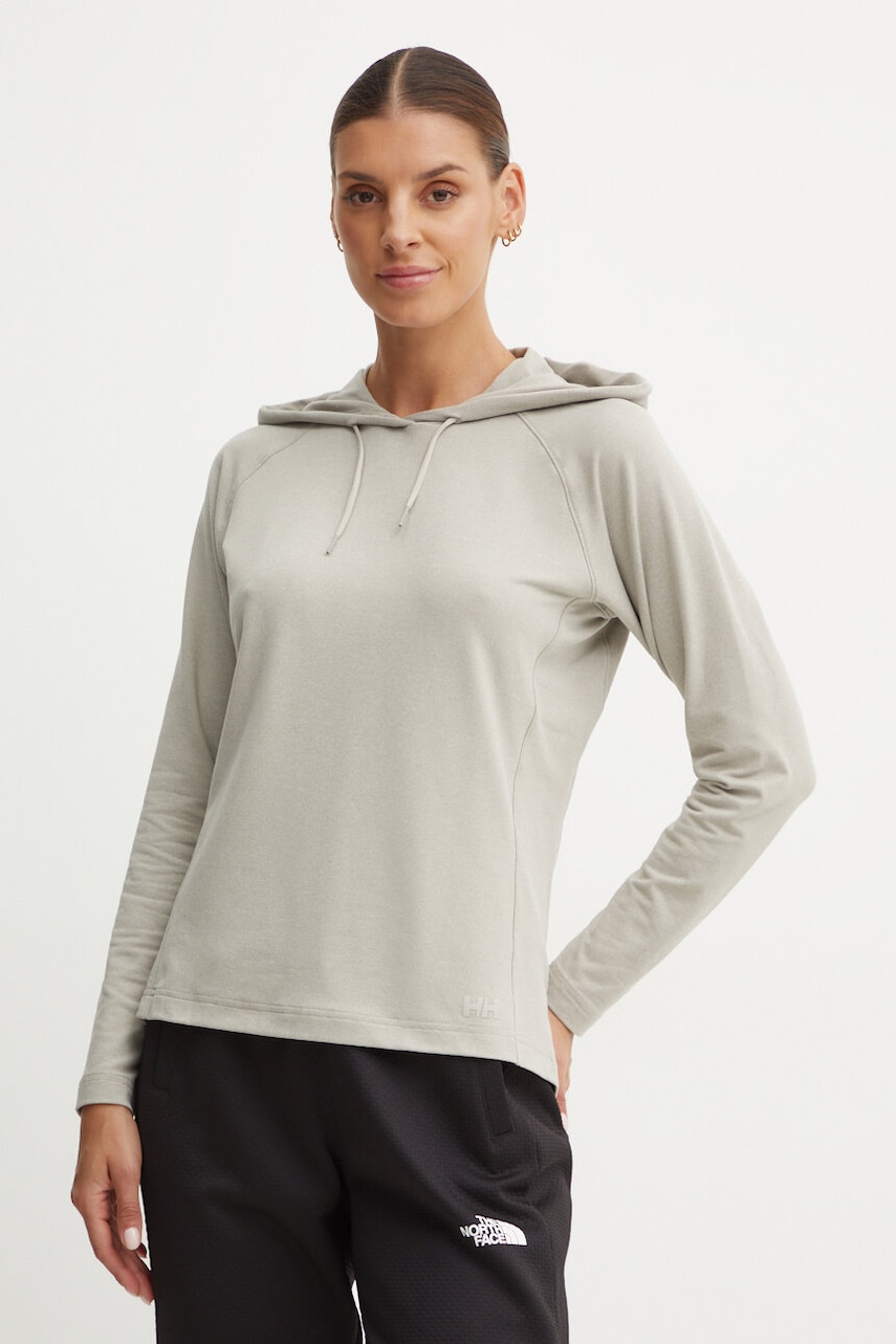 Helly Hansen bluza VERGLAS LIGHT femei, culoarea bej, cu glugă, melanj, 62964 Helly Hansen bluza VERGLAS LIGHT femei, culoarea bej, cu glugă, melanj, 62964