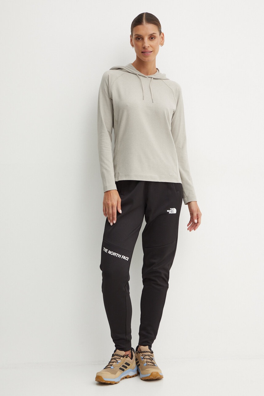 Μπλούζα Helly Hansen VERGLAS LIGHT χρώμα: μπεζ, με κουκούλα, 62964 φωτογραφία