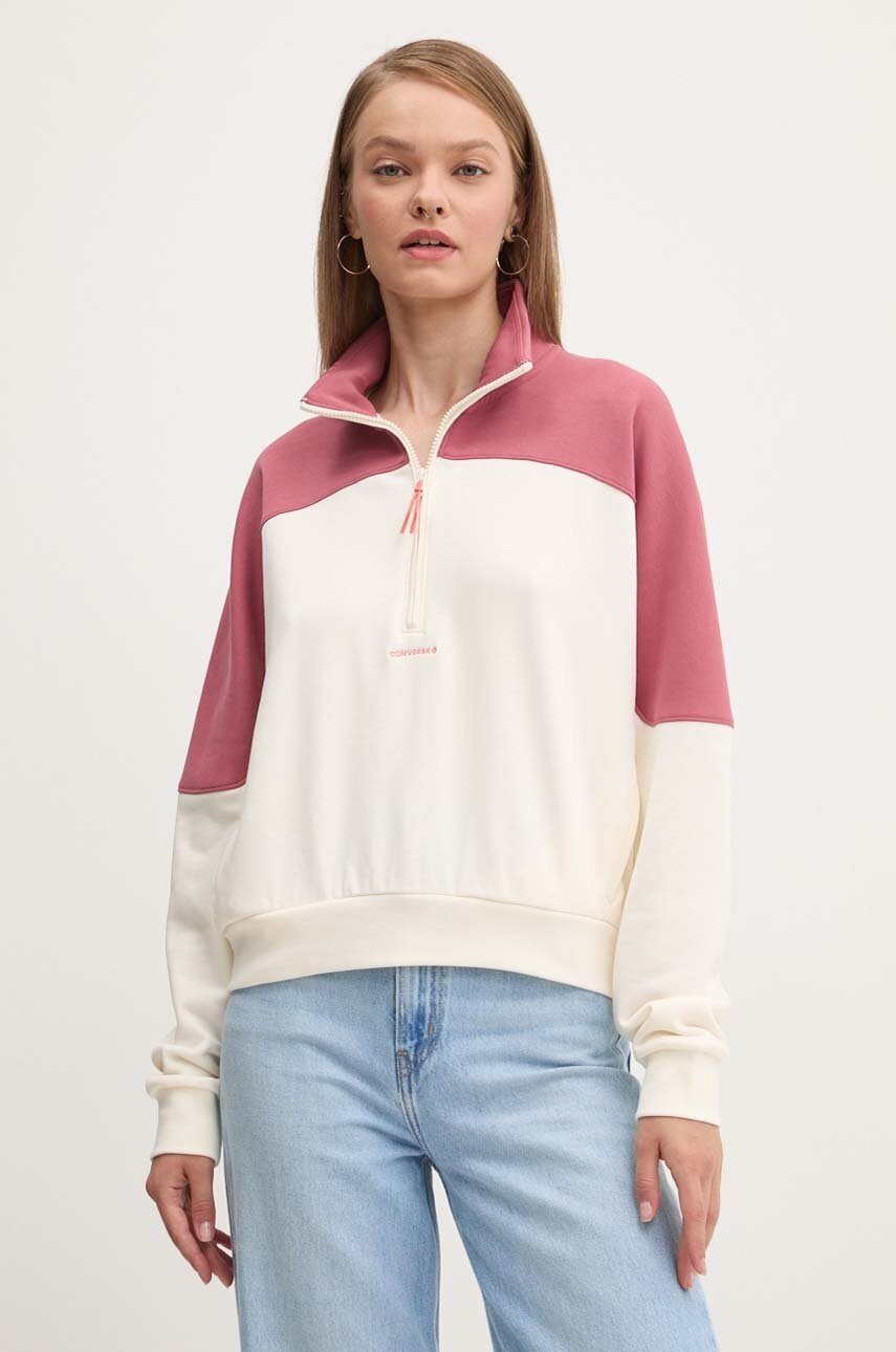 Converse bluza femei, culoarea bej, cu imprimeu, 10026781-A06