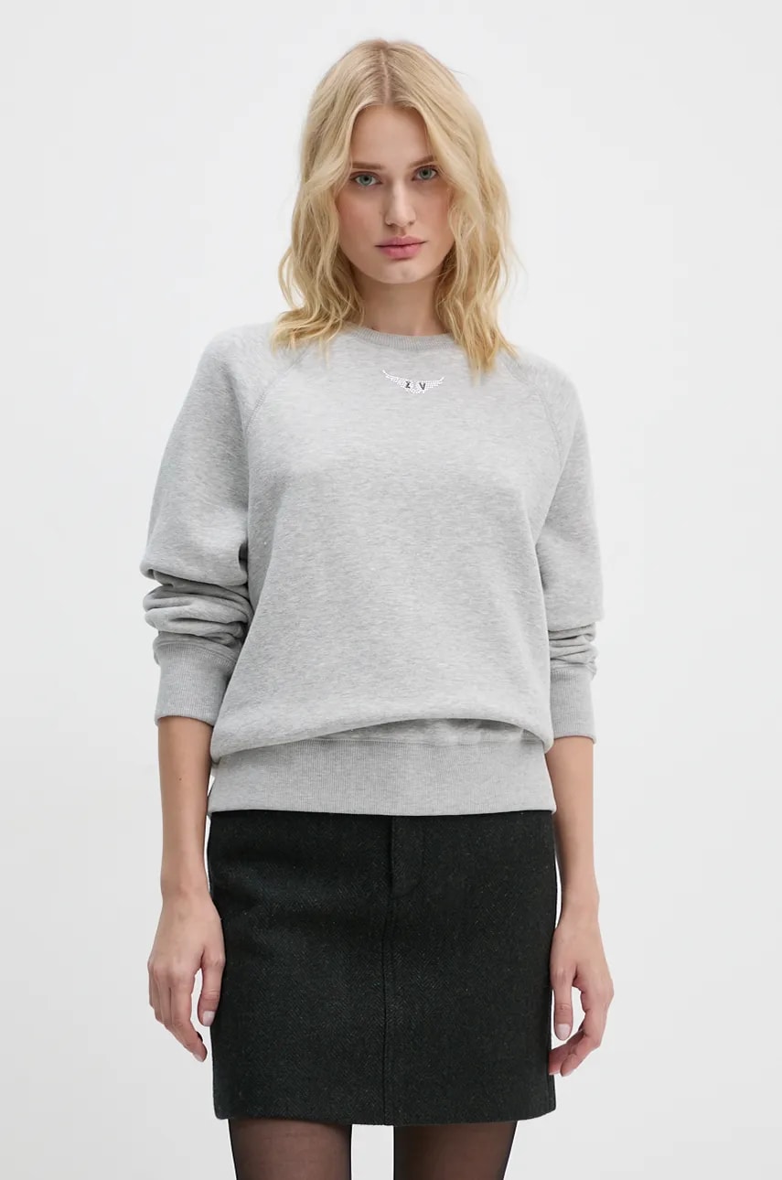 Mikina ZADIG&VOLTAIRE dámská, šedá barva, melanžová, JWSS00606