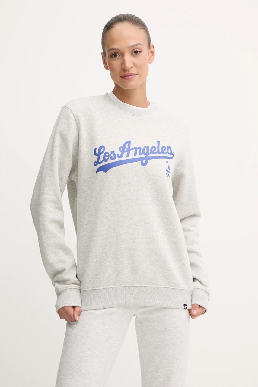 47 brand bluza MLB Los Angeles Dodgers femei, culoarea gri, cu imprimeu, BB012PEMIBC630059CK 47 brand bluza MLB Los Angeles Dodgers femei, culoarea gri, cu imprimeu, BB012PEMIBC630059CK
