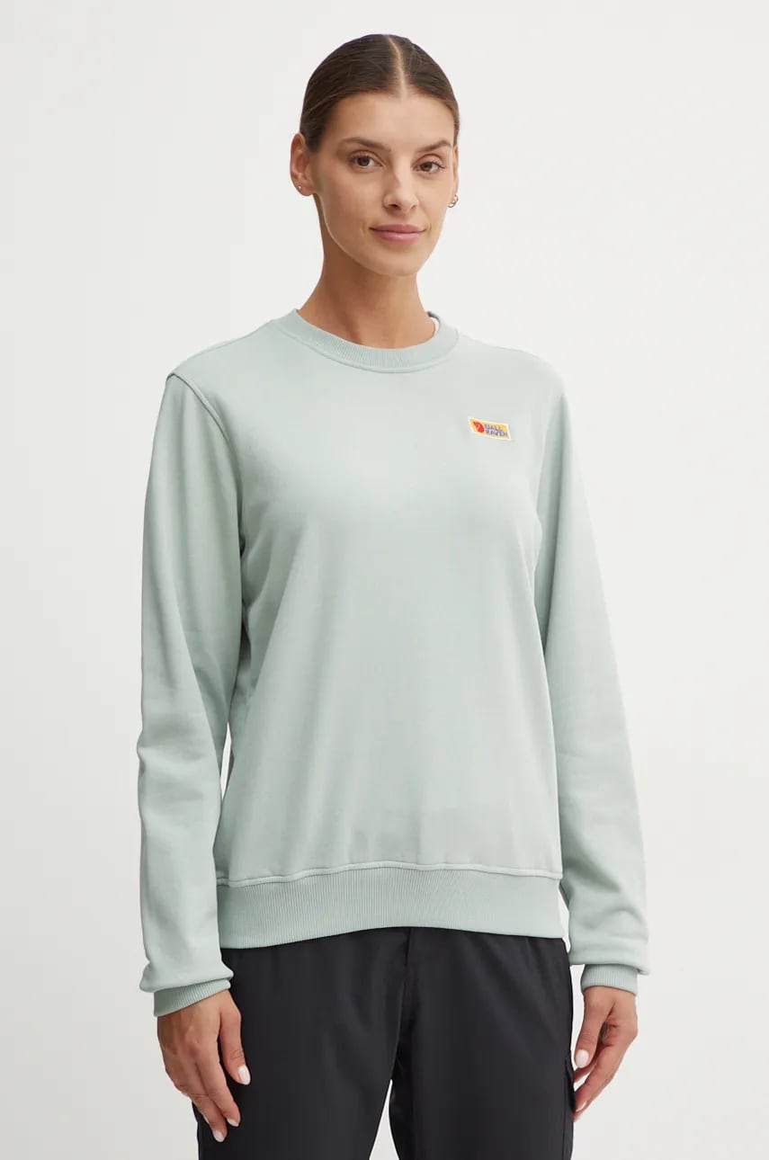 Fjallraven bluză trening Vardag culoarea turcoaz, neted, F87075.674