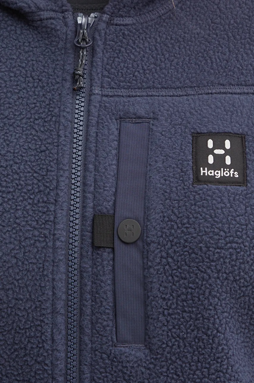 Αθλητική μπλούζα Haglöfs Malung Pile χρώμα: ναυτικό μπλε, με κουκούλα, 606959 φωτογραφία