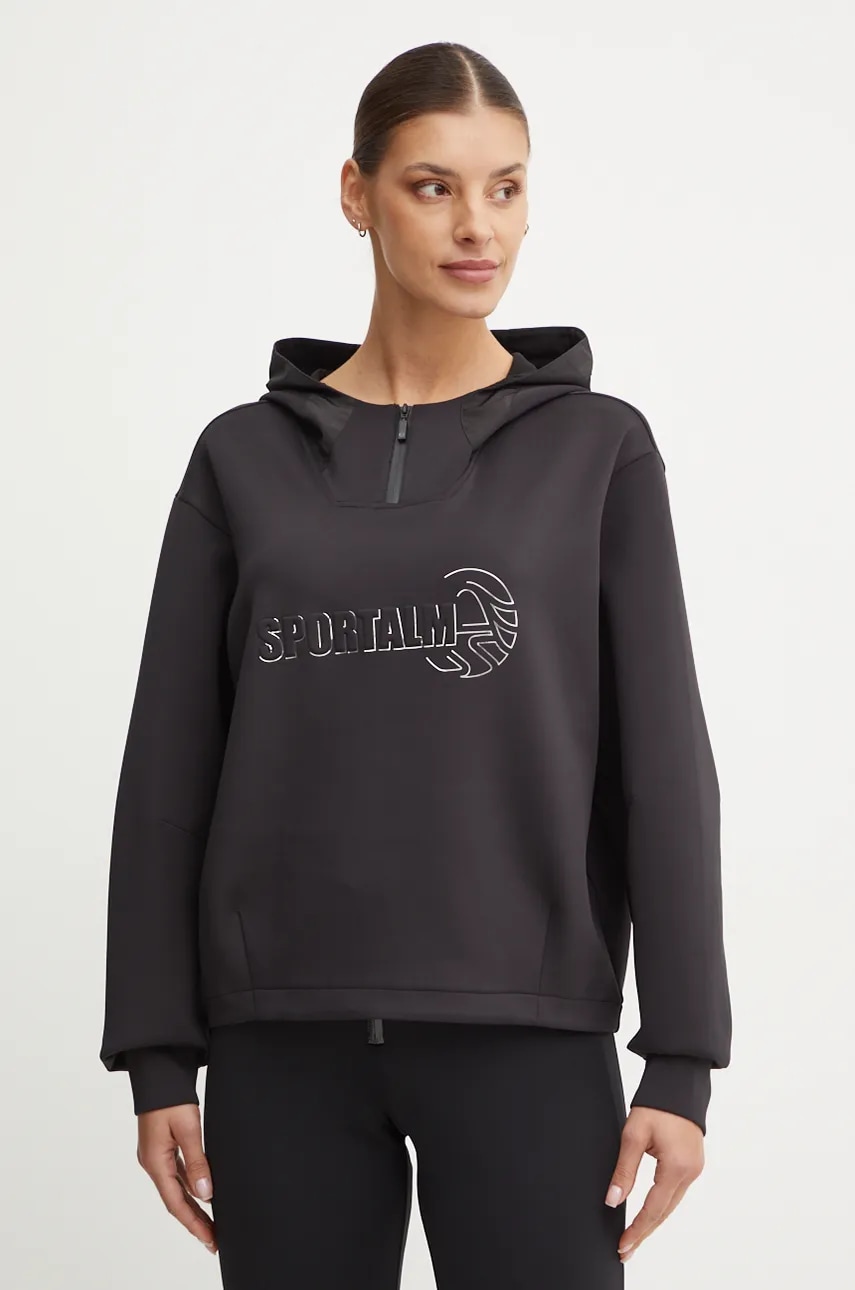 Sportalm bluza femei, culoarea negru, cu glugă, neted, 1854009665 Sportalm bluza femei, culoarea negru, cu glugă, neted, 1854009665