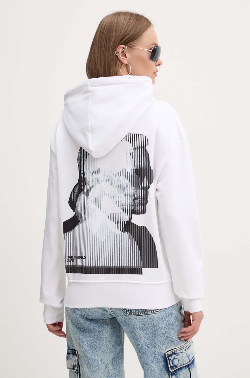 

Суичър Karl Lagerfeld Jeans в бяло с качулка с принт 246J1802, Бял