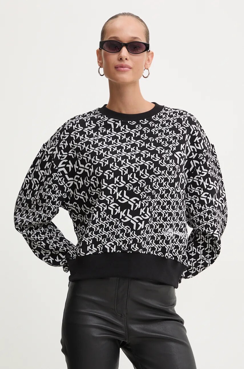 

Суичър Karl Lagerfeld Jeans в черно с десен 246J1803, Черен