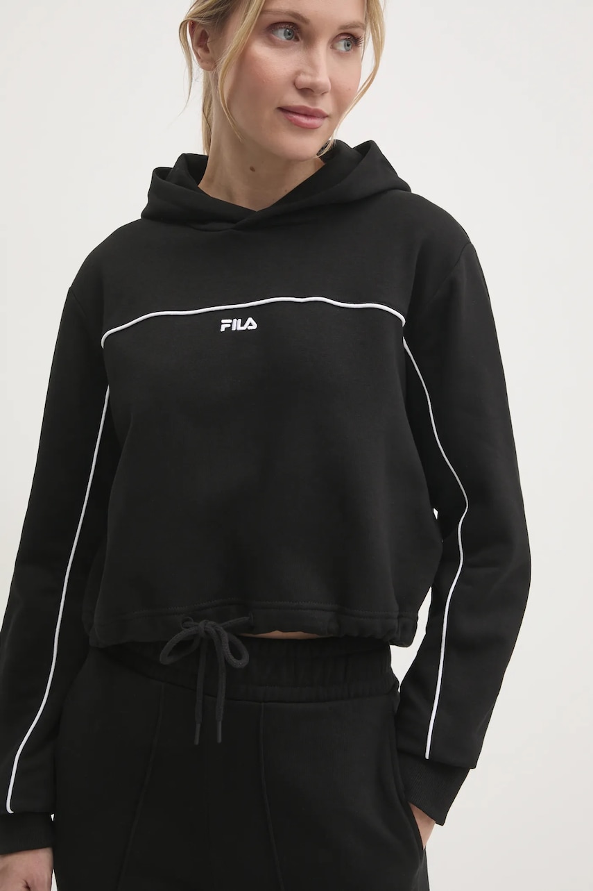 Fila bluza Laagna femei, culoarea negru, cu glugă, cu imprimeu, FAW0907 Fila bluza Laagna femei, culoarea negru, cu glugă, cu imprimeu, FAW0907