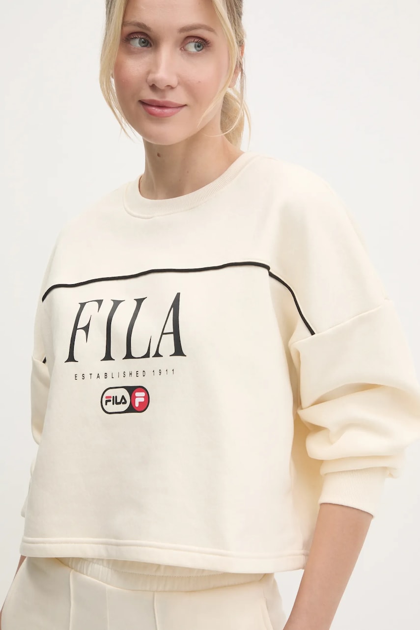 Fila bluza Lewistown femei, culoarea bej, cu imprimeu, FAW0912 Fila bluza Lewistown femei, culoarea bej, cu imprimeu, FAW0912