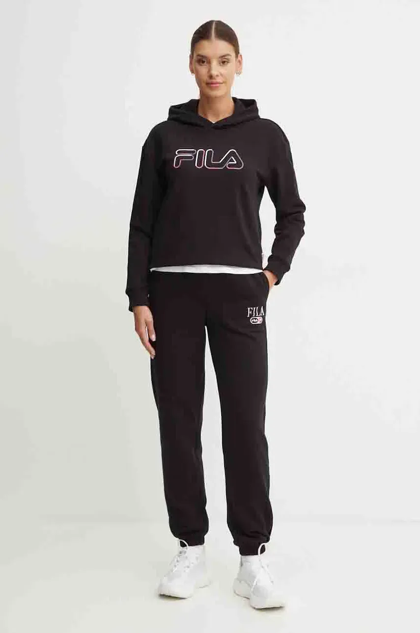 Кофта Fila Lorca женская цвет чёрный с капюшоном с аппликацией FAW0915 Кофта Fila Lorca женская цвет чёрный с капюшоном с аппликацией FAW0915