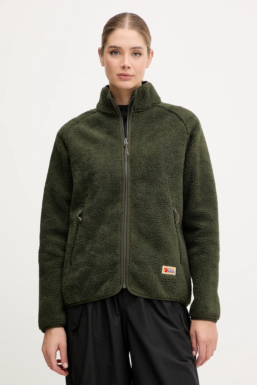Fjallraven hanorac fleece Vardag Pile Fleece W culoarea verde, uni, F84789.662