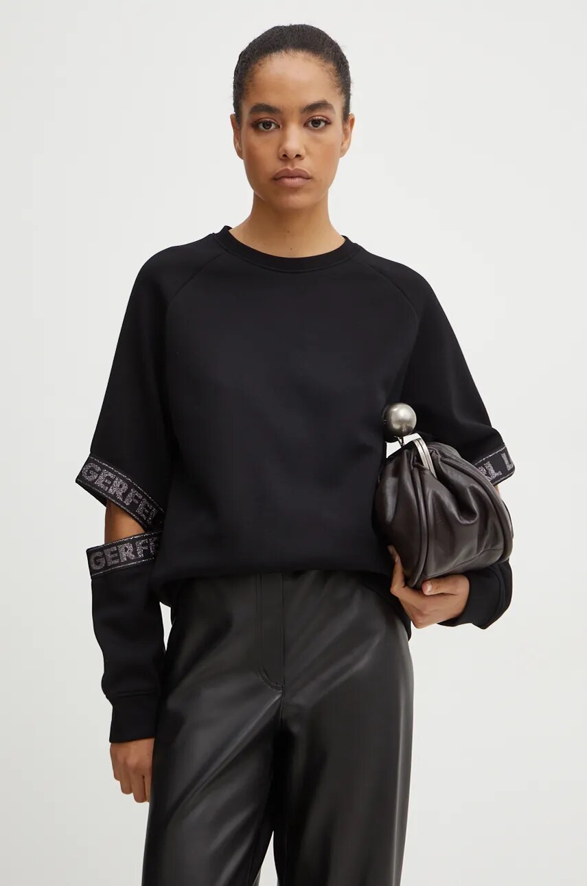 Karl Lagerfeld bluza femei, culoarea negru, cu imprimeu, 246W1802