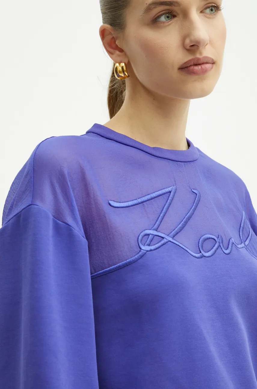 Кофта Karl Lagerfeld жіноча колір фіолетовий з аплікацією 246W1806 