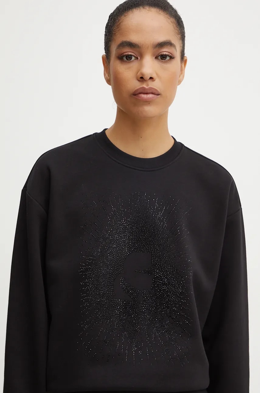 Karl Lagerfeld bluza femei, culoarea negru, cu imprimeu, 246W1813 Karl Lagerfeld bluza femei, culoarea negru, cu imprimeu, 246W1813