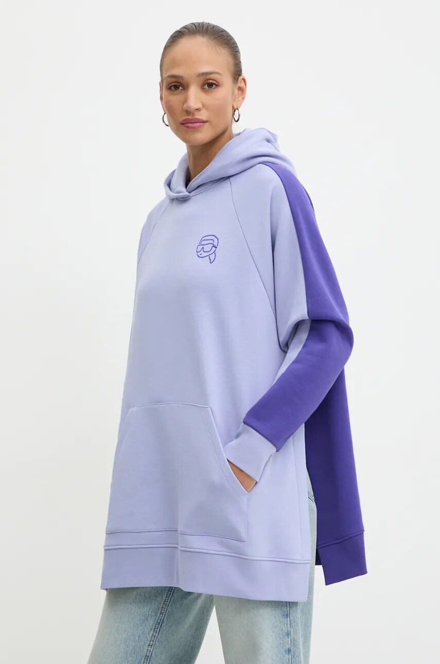 Karl Lagerfeld bluza femei, culoarea violet, cu glugă, modelator, 246W1815