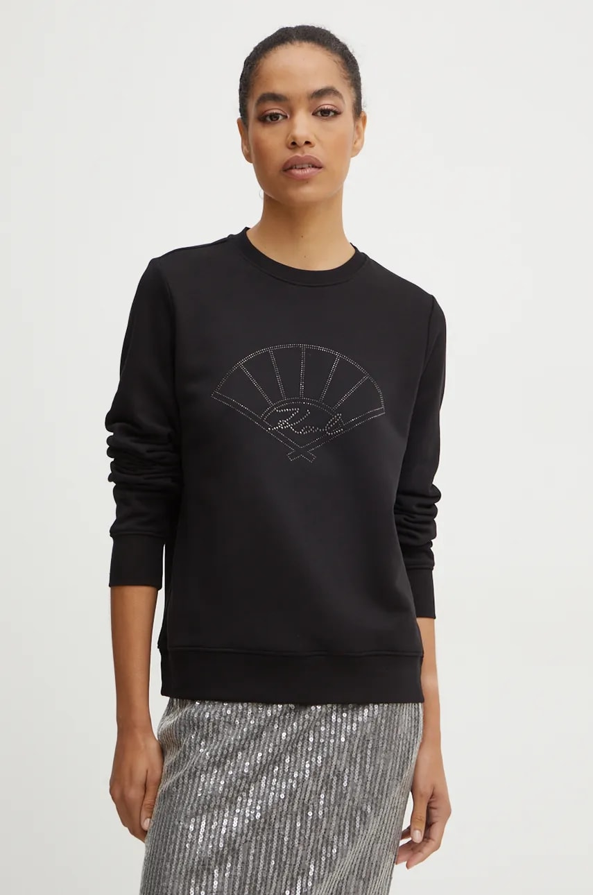 Karl Lagerfeld bluza femei, culoarea negru, cu imprimeu, 246W1817 Karl Lagerfeld bluza femei, culoarea negru, cu imprimeu, 246W1817