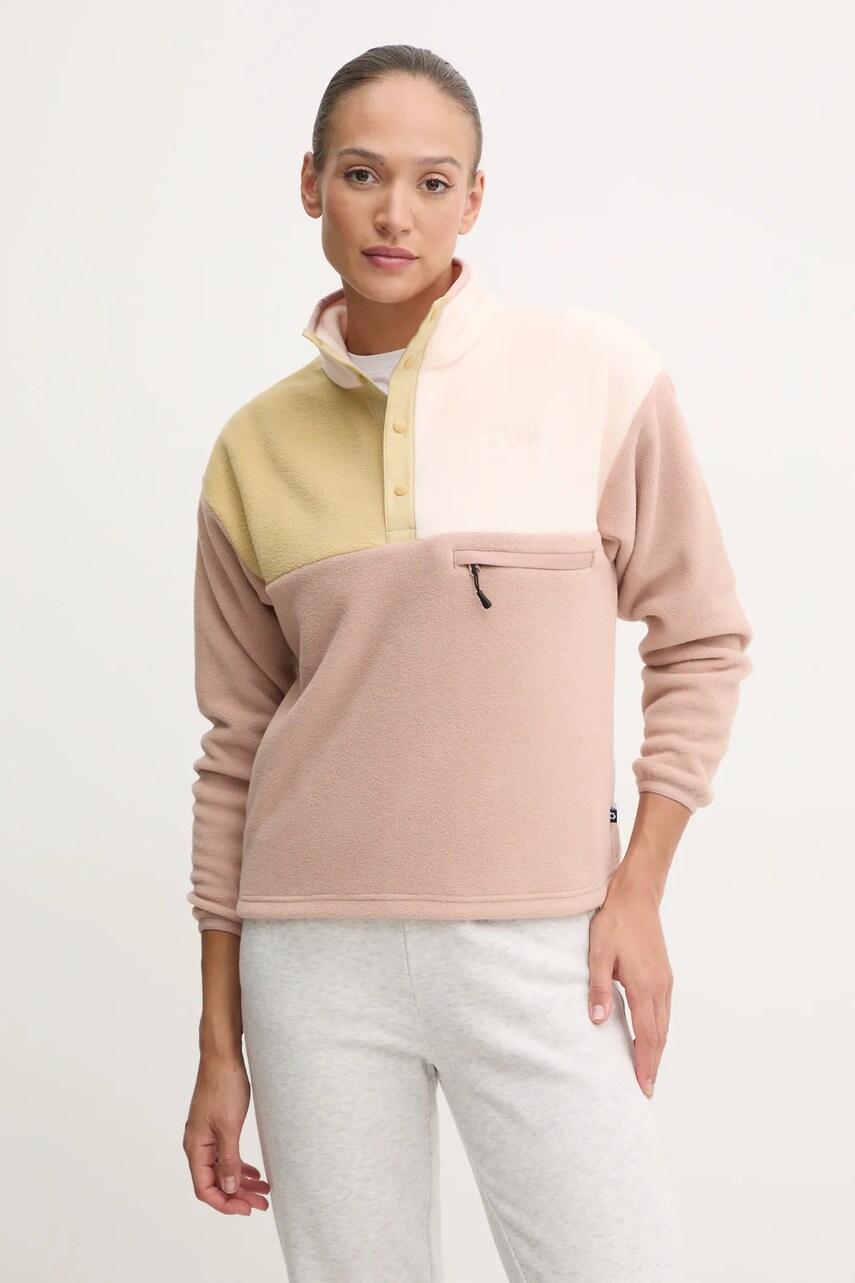 Picture bluza Arcca 1/4 Zip femei, culoarea roz, cu imprimeu, SWT0161
