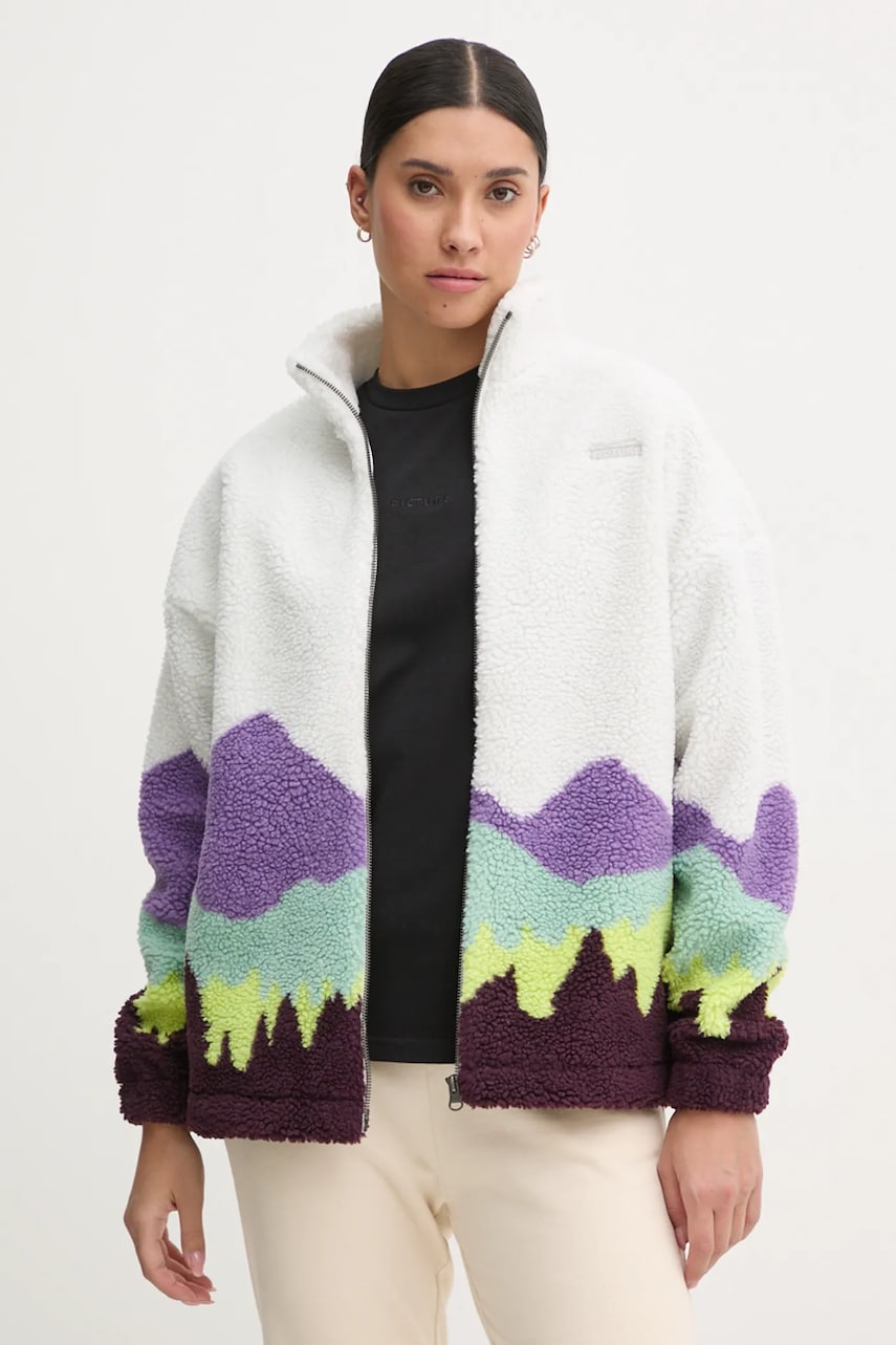 Picture hanorac fleece Nyss culoarea alb, cu imprimeu, WSW0340 Picture hanorac fleece Nyss culoarea alb, cu imprimeu, WSW0340