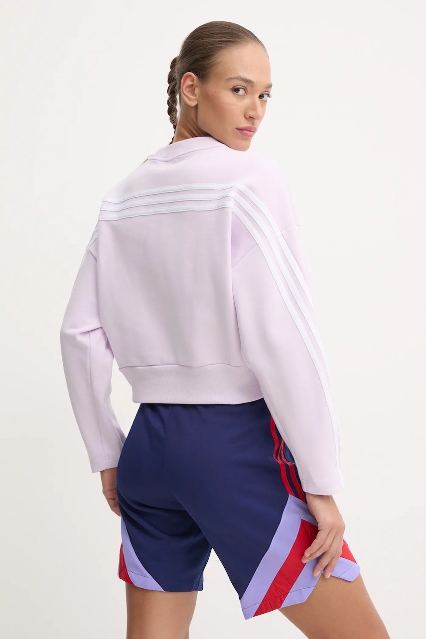 adidas bluza Future Icons femei, culoarea violet, cu imprimeu, IW5260 adidas bluza Future Icons femei, culoarea violet, cu imprimeu, IW5260