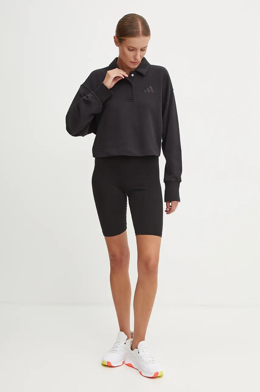 Хлопковая кофта adidas All SZN женская цвет чёрный однотонная IX3806 Хлопковая кофта adidas All SZN женская цвет чёрный однотонная IX3806