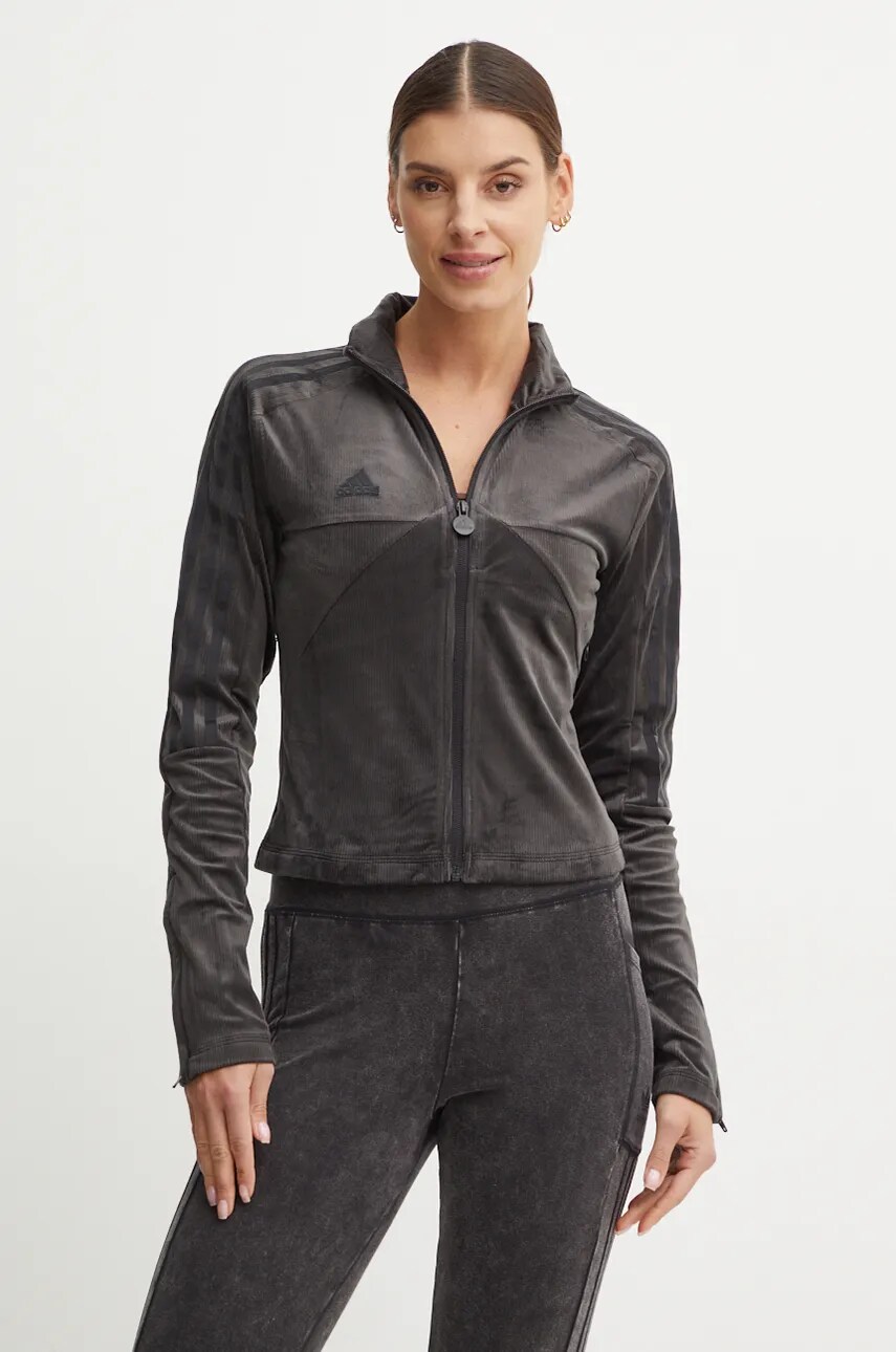adidas bluza din velur Tiro culoarea gri, neted, JJ4666