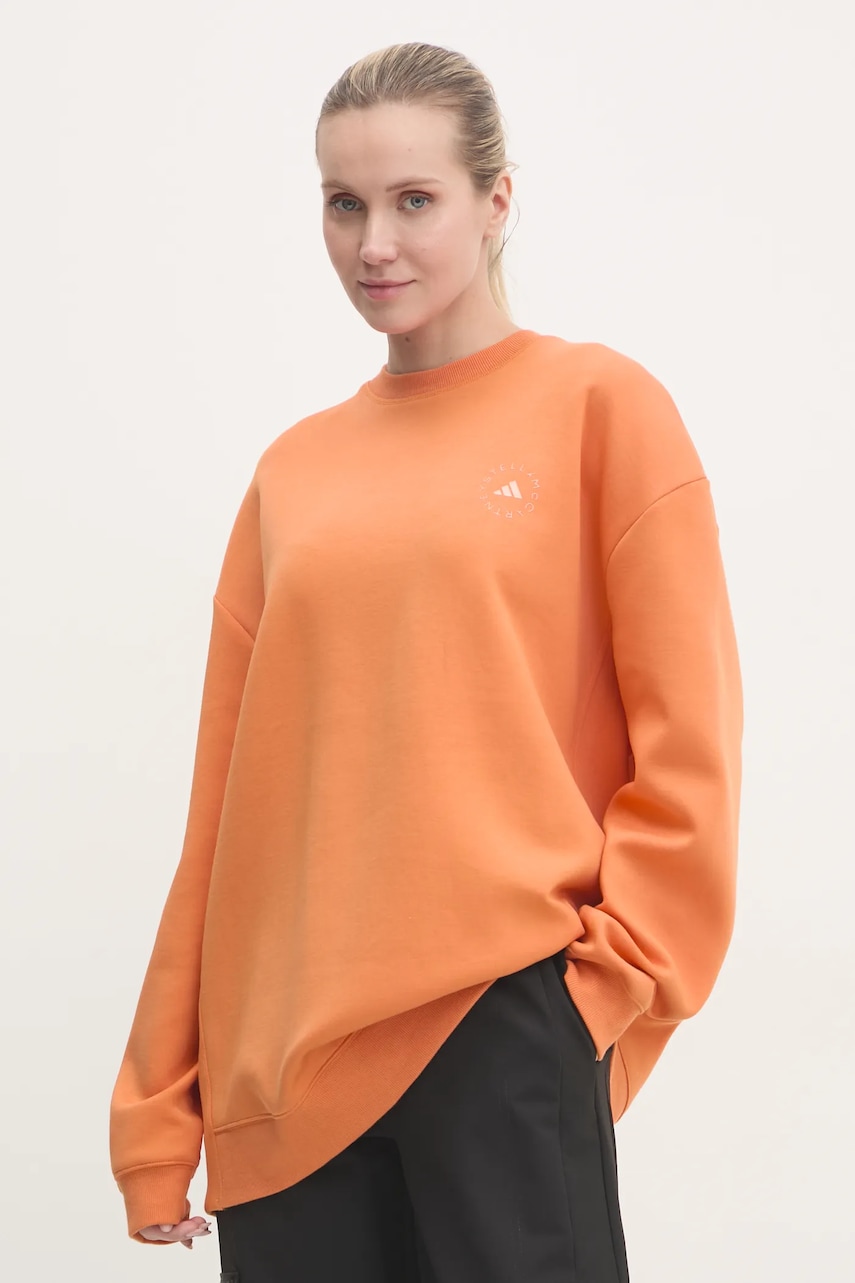 adidas by Stella McCartney bluză trening culoarea portocaliu, uni, IW9853 adidas by Stella McCartney bluză trening culoarea portocaliu, uni, IW9853