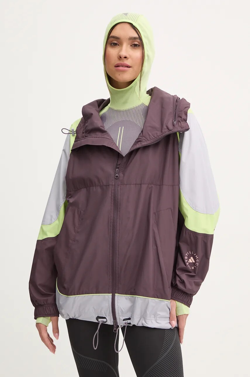 adidas by Stella McCartney windbreaker culoarea violet, de tranziție, oversize, IX1629