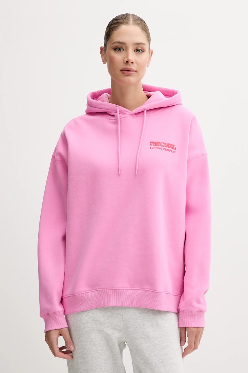 Rip Curl bluză SURF PUFF HERITAGE culoarea bej, cu glugă, cu imprimeu, 06AWFL