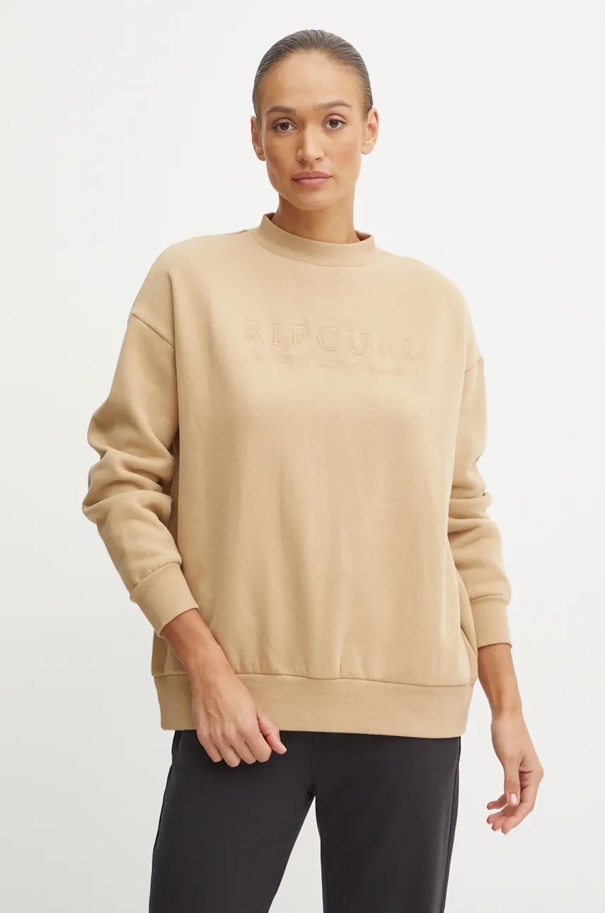 Rip Curl bluza PREMIUM SURF femei, culoarea bej, neted, GFEDV9 Rip Curl bluza PREMIUM SURF femei, culoarea bej, neted, GFEDV9