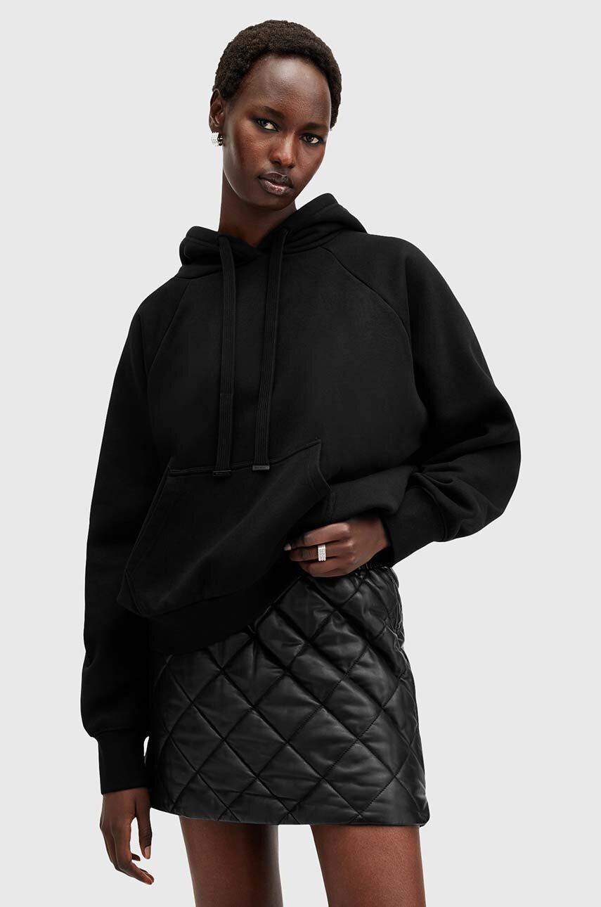 Бавовняна кофта AllSaints TALON UNDRGRND HOODY жіноча колір чорний з капюшоном з принтом W051JB 