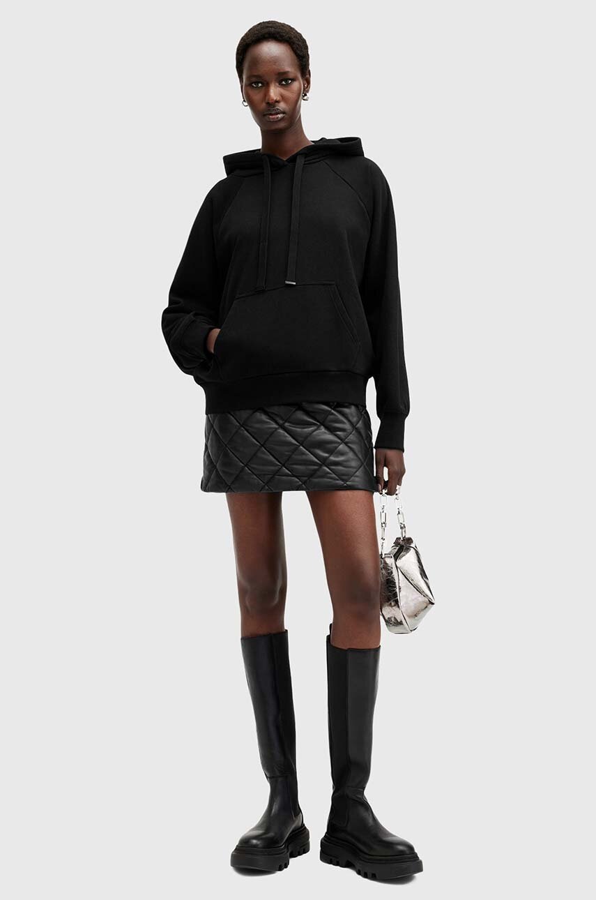 Бавовняна кофта AllSaints TALON UNDRGRND HOODY жіноча колір чорний з капюшоном з принтом W051JB 