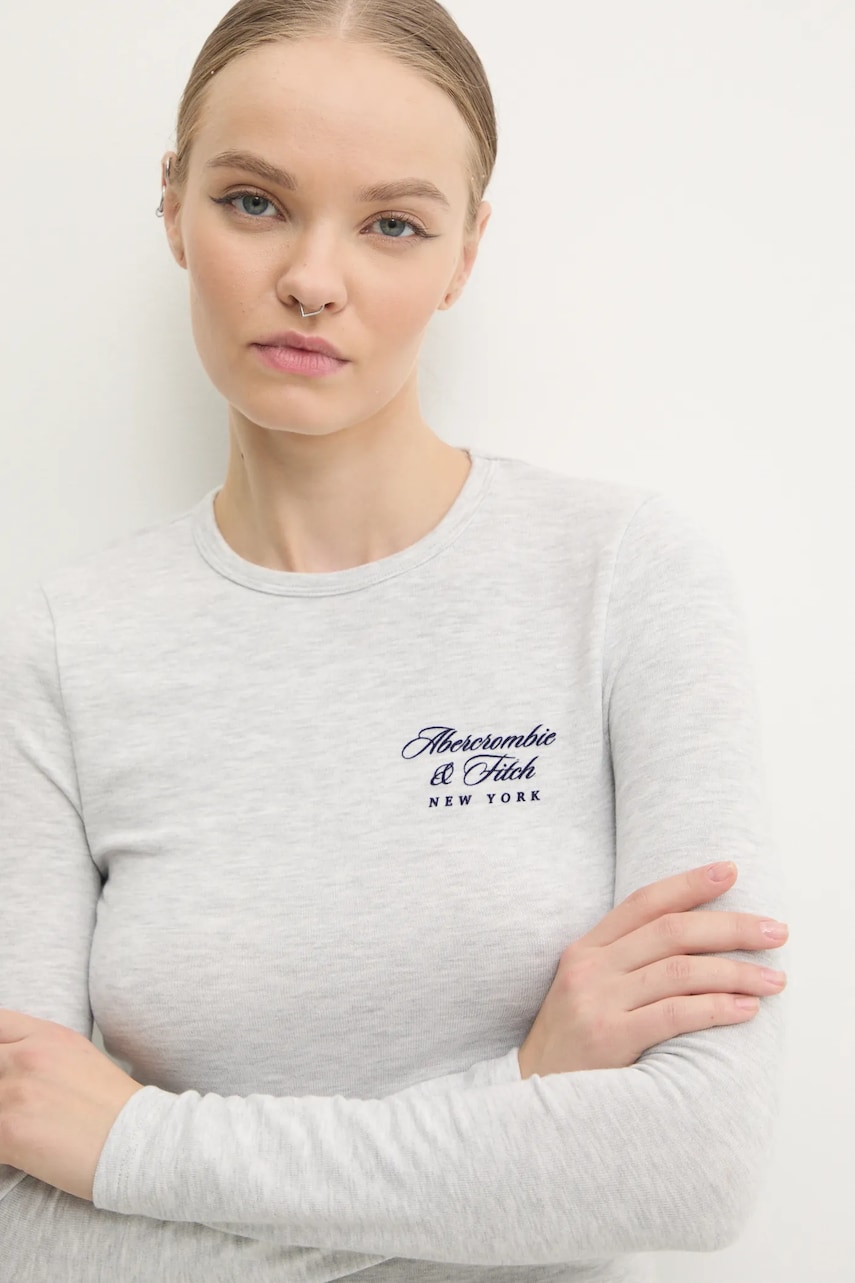 Abercrombie & Fitch longsleeve femei, culoarea gri, KI157-4309 Abercrombie & Fitch longsleeve femei, culoarea gri, KI157-4309