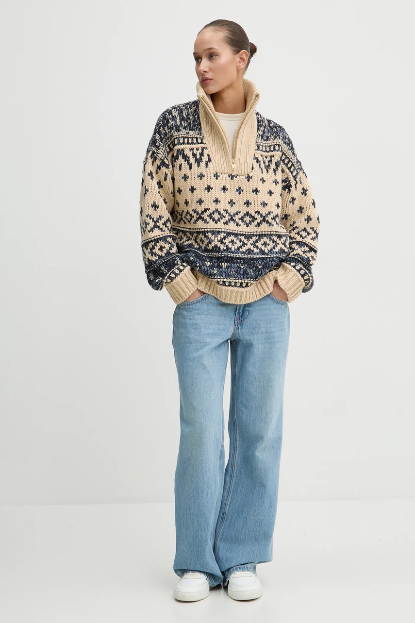 Longsleeve Abercrombie & Fitch χρώμα: μπεζ, KI139-4833 φωτογραφία