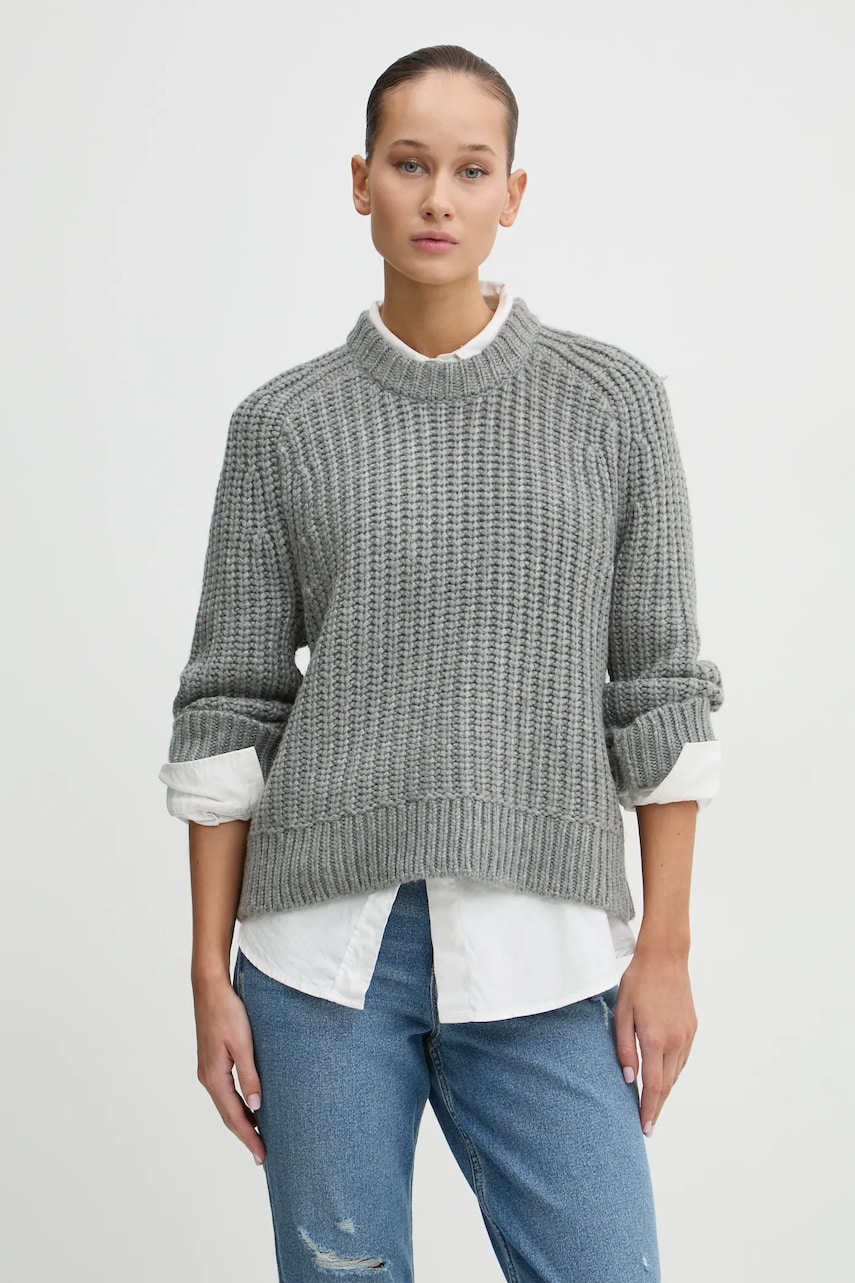 Abercrombie & Fitch pulover de lână femei, culoarea gri, călduros, KI150-4372 Abercrombie & Fitch pulover de lână femei, culoarea gri, călduros, KI150-4372