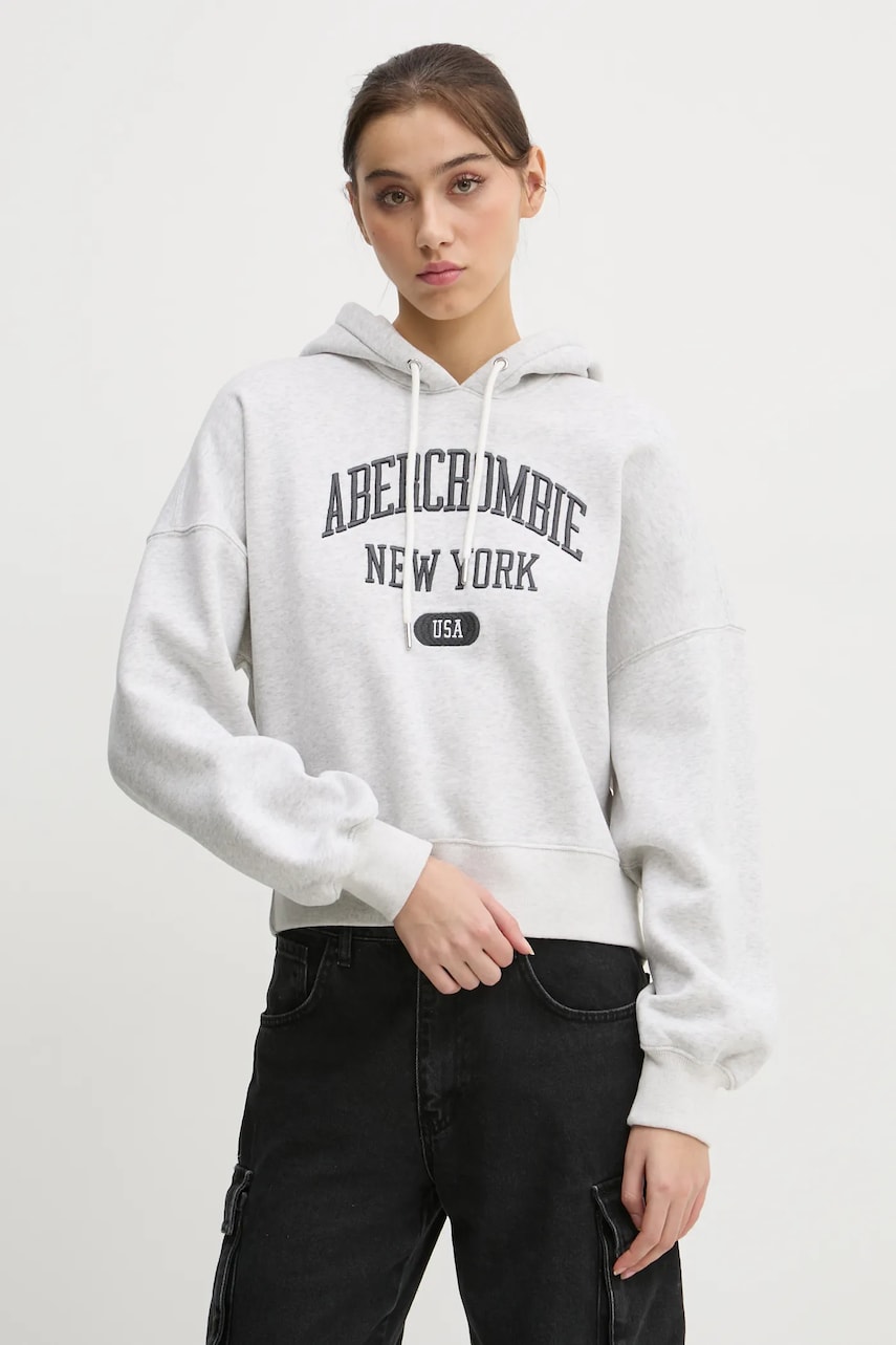 Abercrombie & Fitch bluza femei, culoarea gri, neted, KI152-4201 Abercrombie & Fitch bluza femei, culoarea gri, neted, KI152-4201