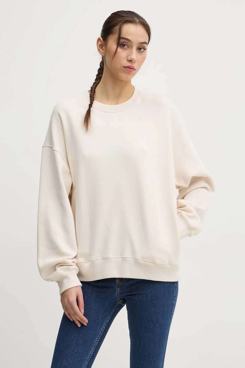 Hollister Co. bluza femei, culoarea bej, neted, KI352-4218 Hollister Co. bluza femei, culoarea bej, neted, KI352-4218