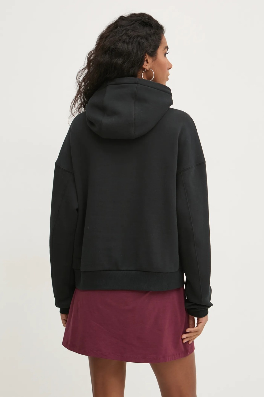 Converse pamut melegítőfelső fekete, női, nyomott mintás, kapucnis, 10027065-A03 termék 2. képe