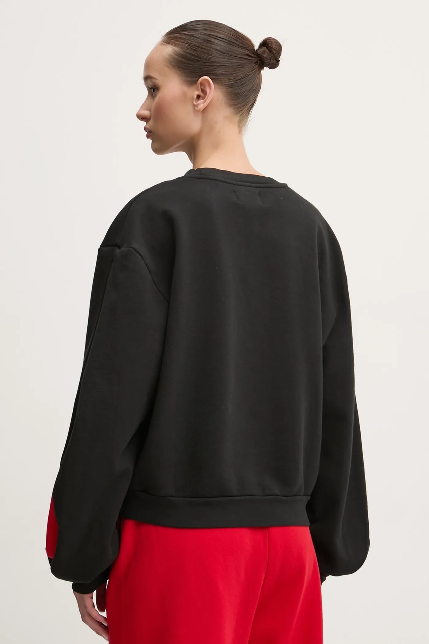 Βαμβακερή μπλούζα K+LUSHA γυναικεία, χρώμα: μαύρο, KLW55002TJF01PX φωτογραφία