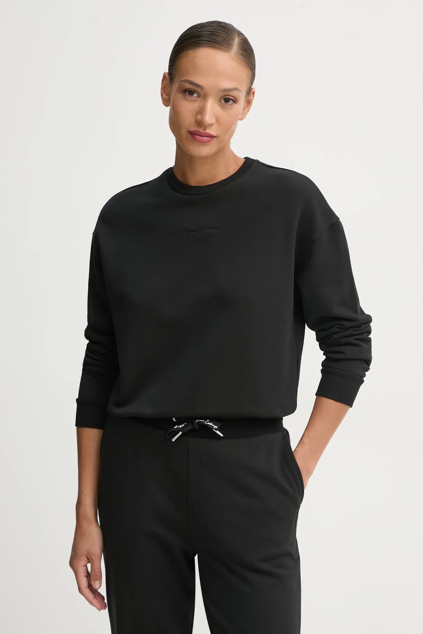 

Памучен суичър Armani Exchange в черно с изчистен дизайн 6DYM70 YJEEZ, Черен