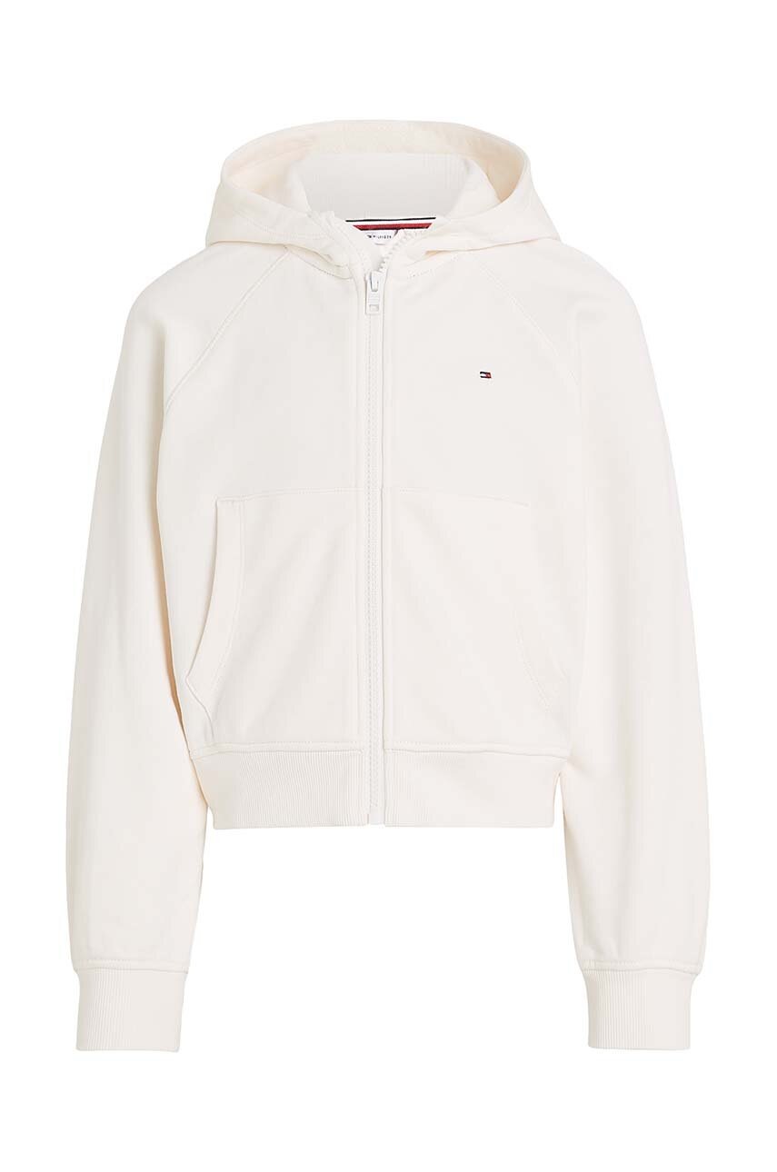 Дитяча кофта Tommy Hilfiger колір білий з капюшоном з аплікацією KG0KG08036