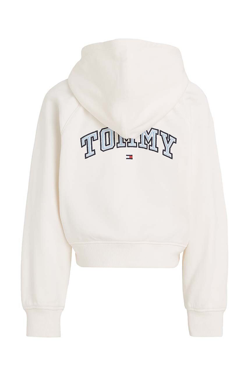 Dječja Dukserica Tommy Hilfiger Boja: Bijela, S Kapuljačom, S Aplikacijom, KG0KG08036