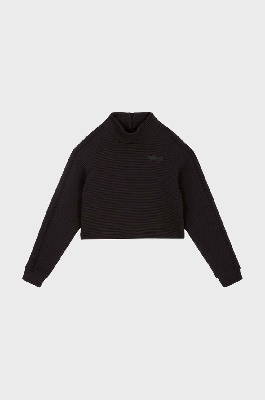 EA7 Emporio Armani bluza copii culoarea negru, neted, 6DFM14 FJZNZ